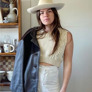 Vintage Cream Wool Fisherman’s vest